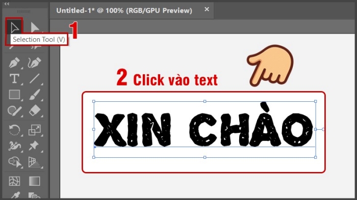 Chuyển text thành outline và tạo gradient