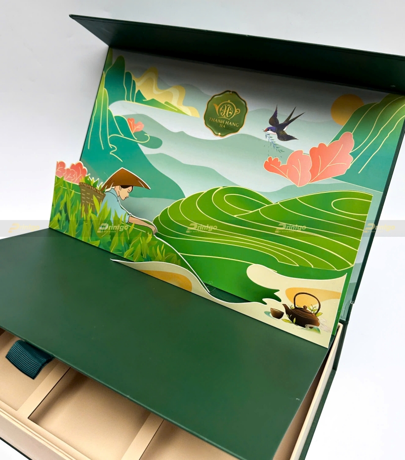 Hộp quà popup 3D đựng trà thương hiệu Thanh Hằng Tea truyền tải trọn vẹn thông điệp