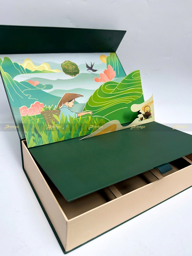 Hộp quà popup 3D đựng trà thương hiệu Thanh Hằng Tea tạo ấn tượng khó quên