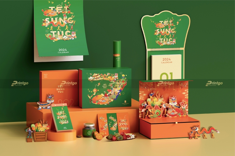 Hộp quà Tết popup 3D Sung Túc đẹp mắt 