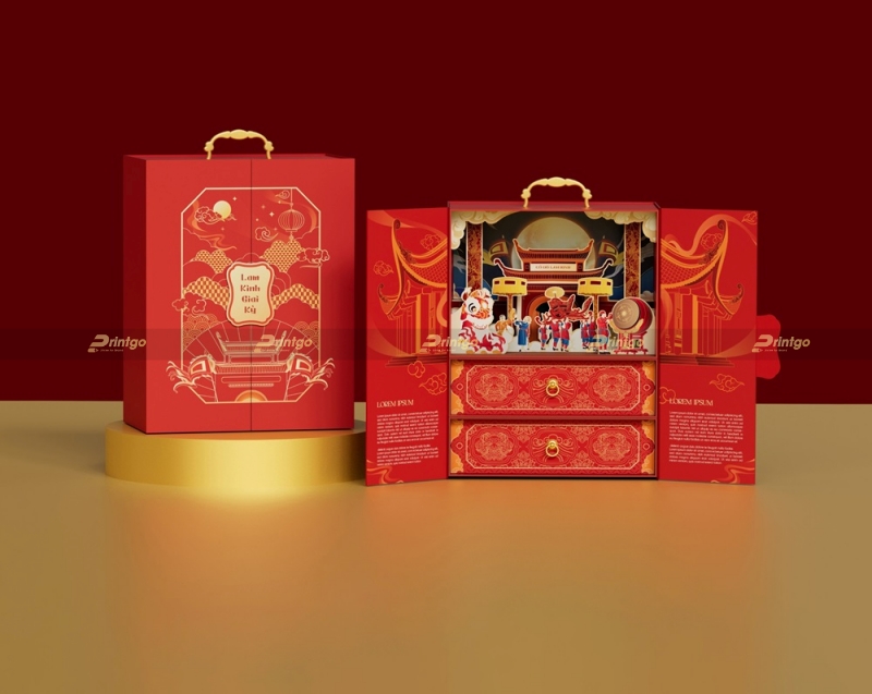 Hộp trung thu popup 3D Lam Kinh Nguyệt Hội truyền thống 